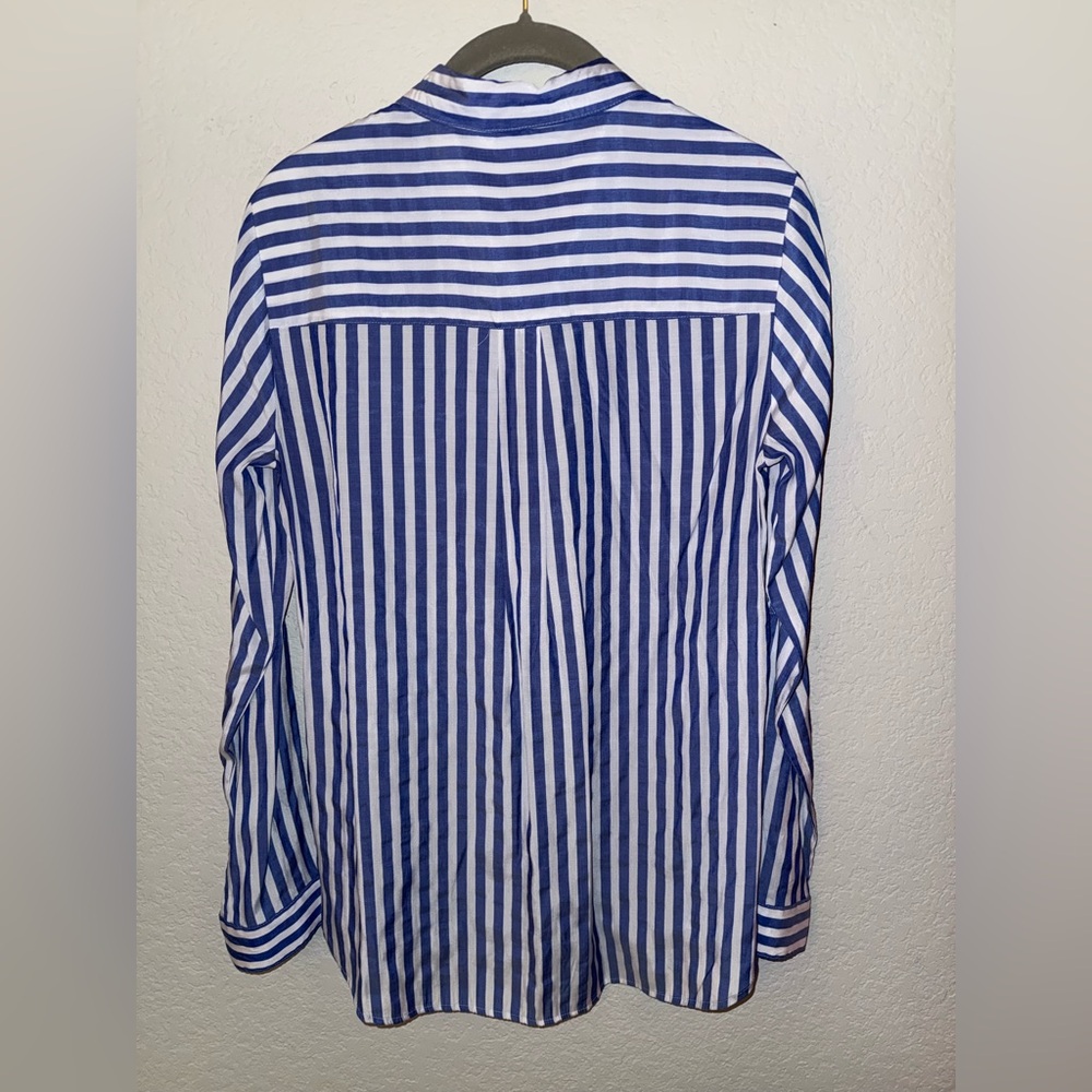 Express Button Up Shirt Blue and White Stripes Small - Picture 5 of 6